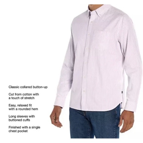 Gap Mens Long Sleeve Oxford Shirt Size XLarge Orchid Bloom (light Purple) Stripe - Picture 1 of 10